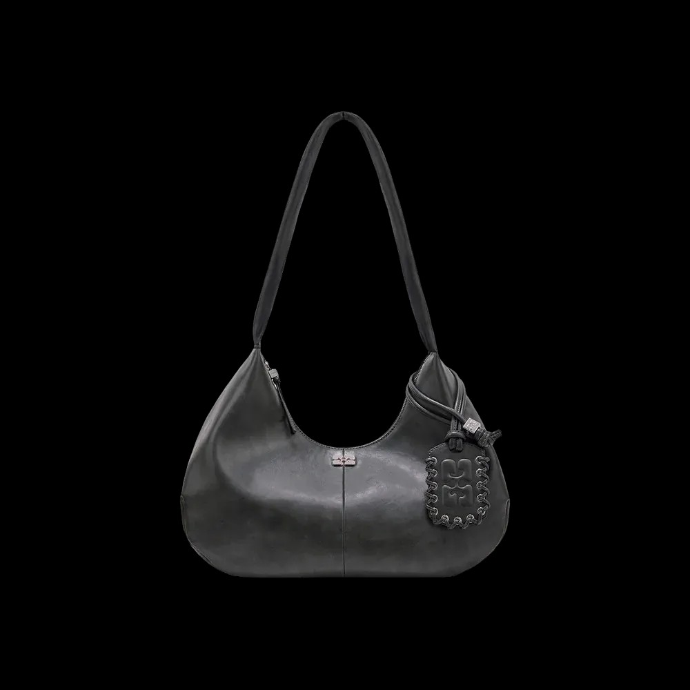 Ganni Steal Grey Medium Hobo Bag	 - HypeFly India View 1
