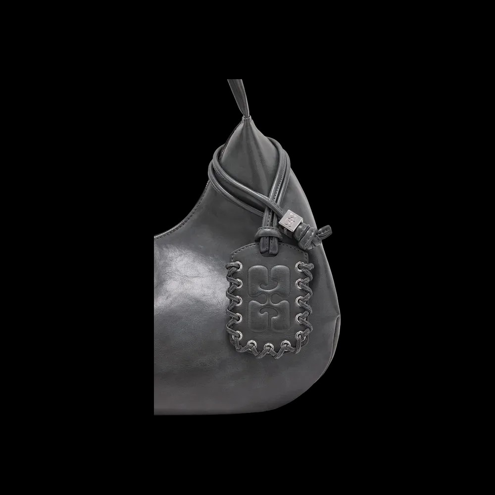 Ganni Steal Grey Medium Hobo Bag	 - HypeFly India View 3