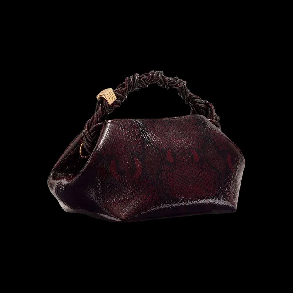 Ganni Burgundy Snake Small Bou Bag	 - HypeFly India View 2