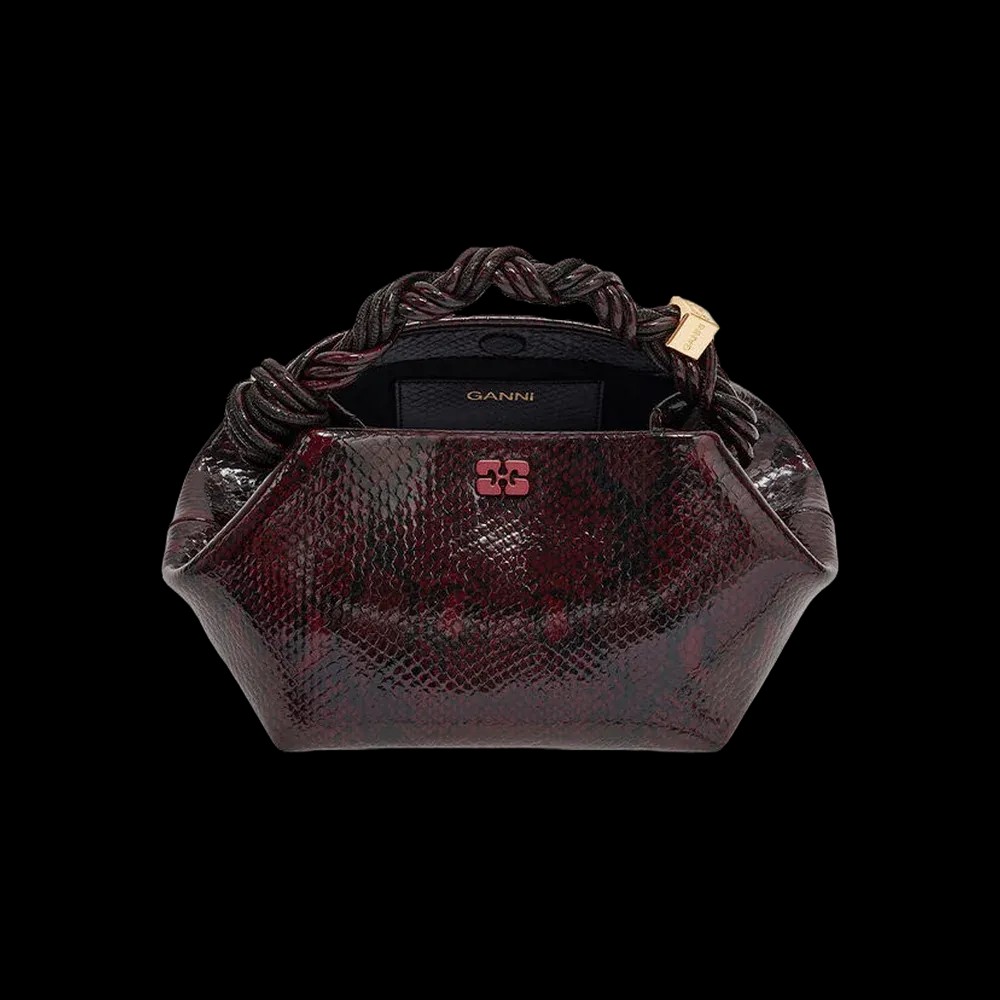 Ganni Burgundy Snake Small Bou Bag	 - HypeFly India View 3