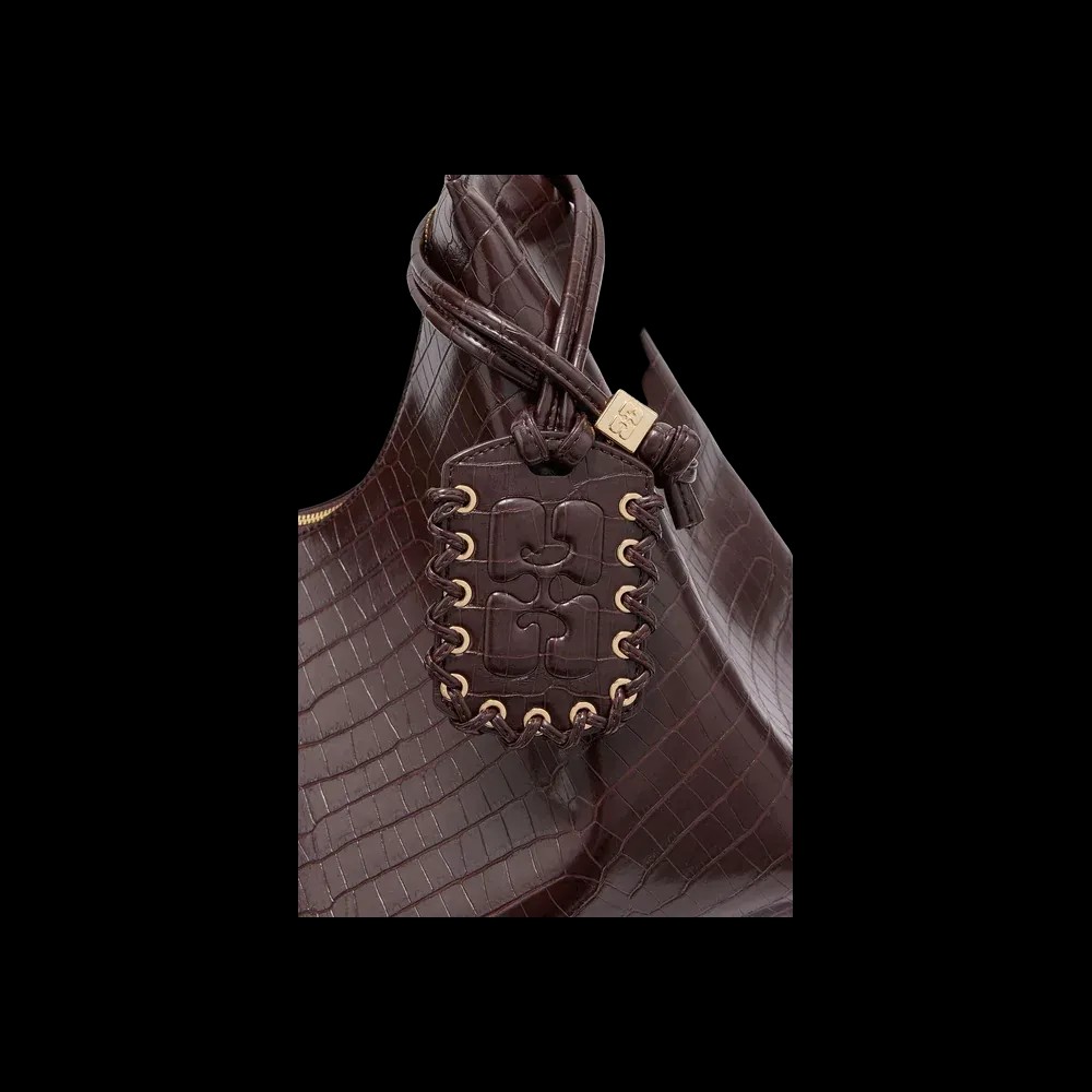 Ganni Brown Croco XXL Hobo Bag	 - HypeFly India View 3