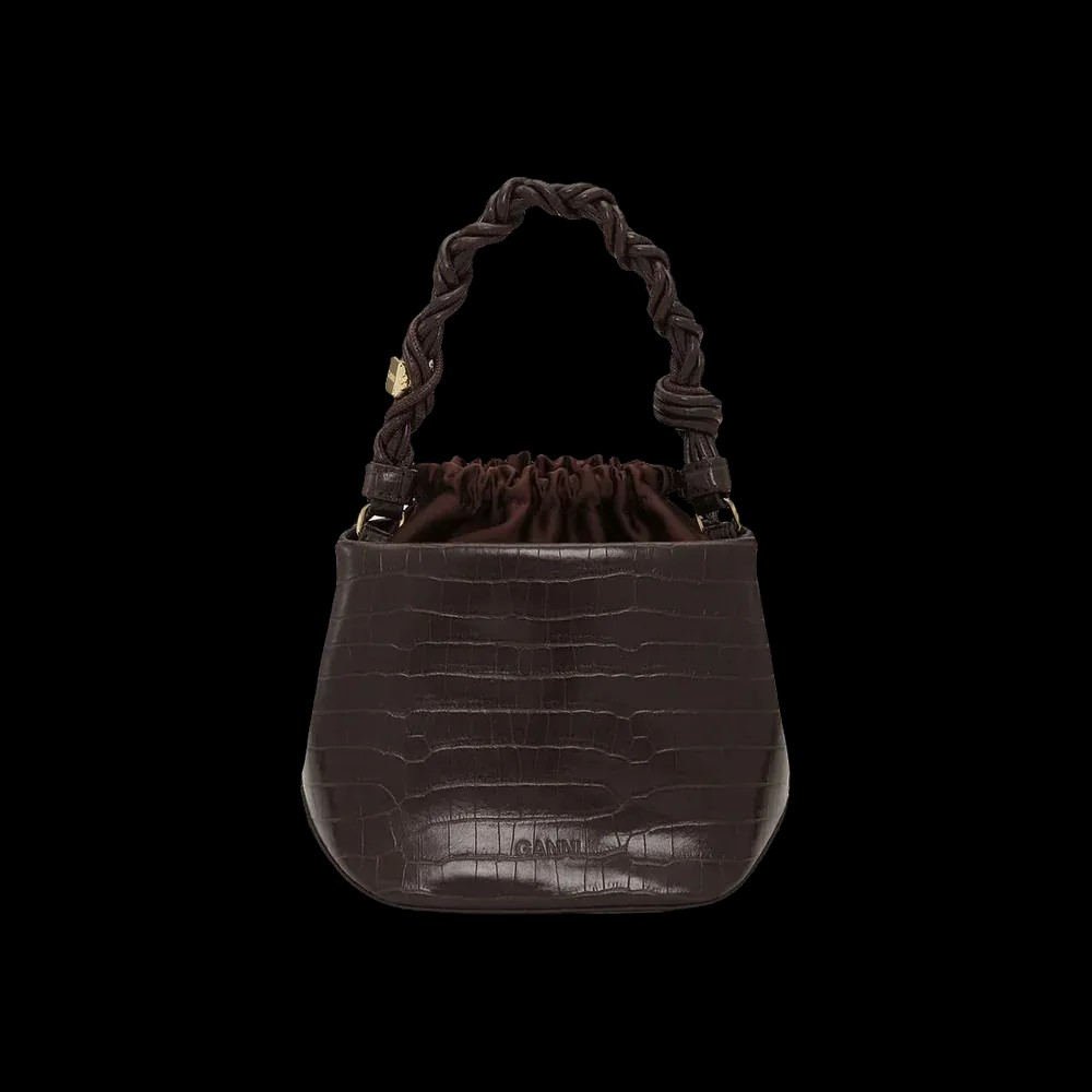 Ganni Brown Croco Bou Bucket Bag	 - HypeFly India View 2