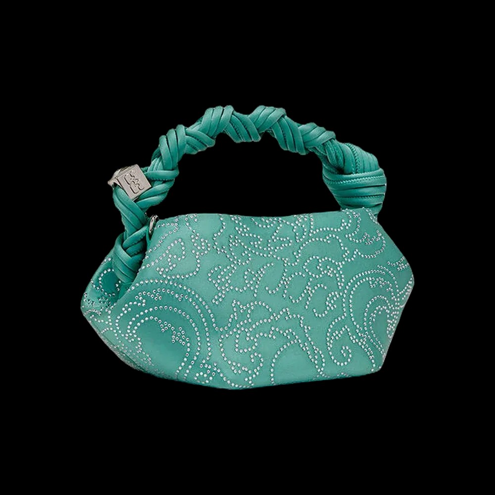 Ganni Green Rhinestone Mini Bou Bag	 - HypeFly India View 3