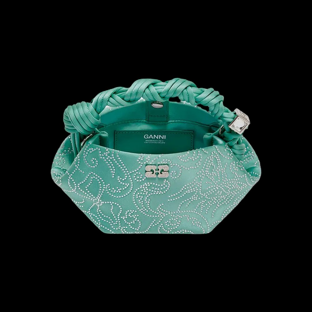 Ganni Green Rhinestone Mini Bou Bag	 - HypeFly India View 2