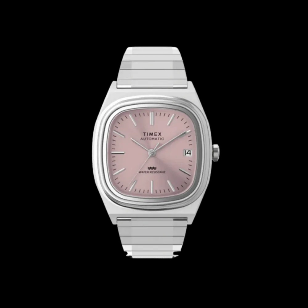 Timex Automatic 1983 E Line 34mm Stainless Steel Expansion Band Watch Pink - HypeFly India View 1