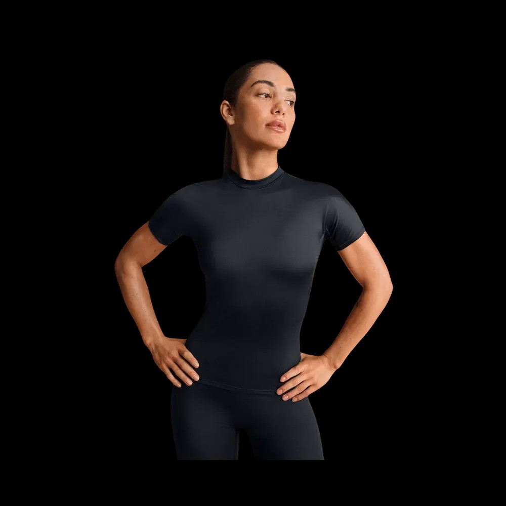 Nike X Skims Shine Women's Mock-Neck Short-Sleeve Top Obsidian - HypeFly India View 4