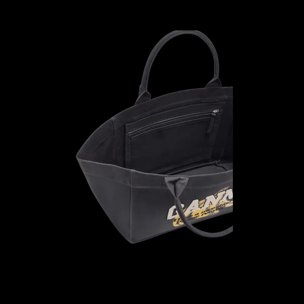 Ganni Black XXL Banana Print Tote Bag - HypeFly India View 3