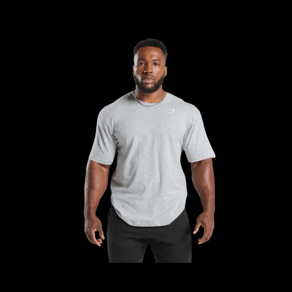 Gymshark Power T-Shirt Oversized Fit Light Grey Core Marl - HypeFly India View 3