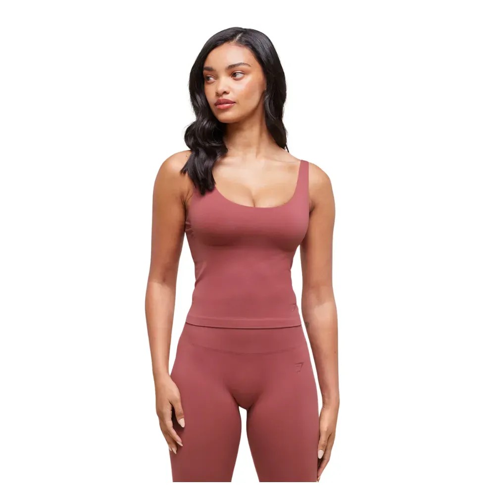 Gymshark Soft Sculpt Tank With Shelf Washed Berry Pink - HypeFly India View 4