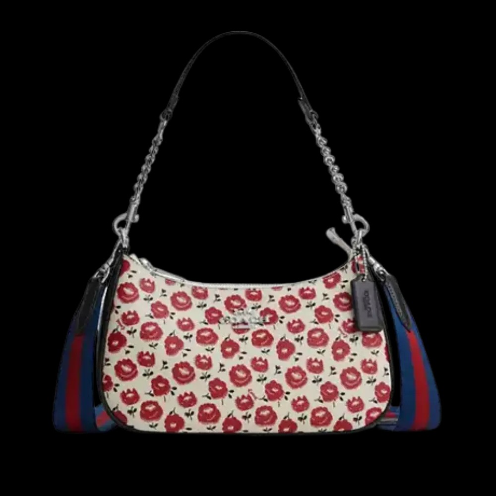 Coach Teri Shoulder Bag With Floral Print Chalk - HypeFly India View 1