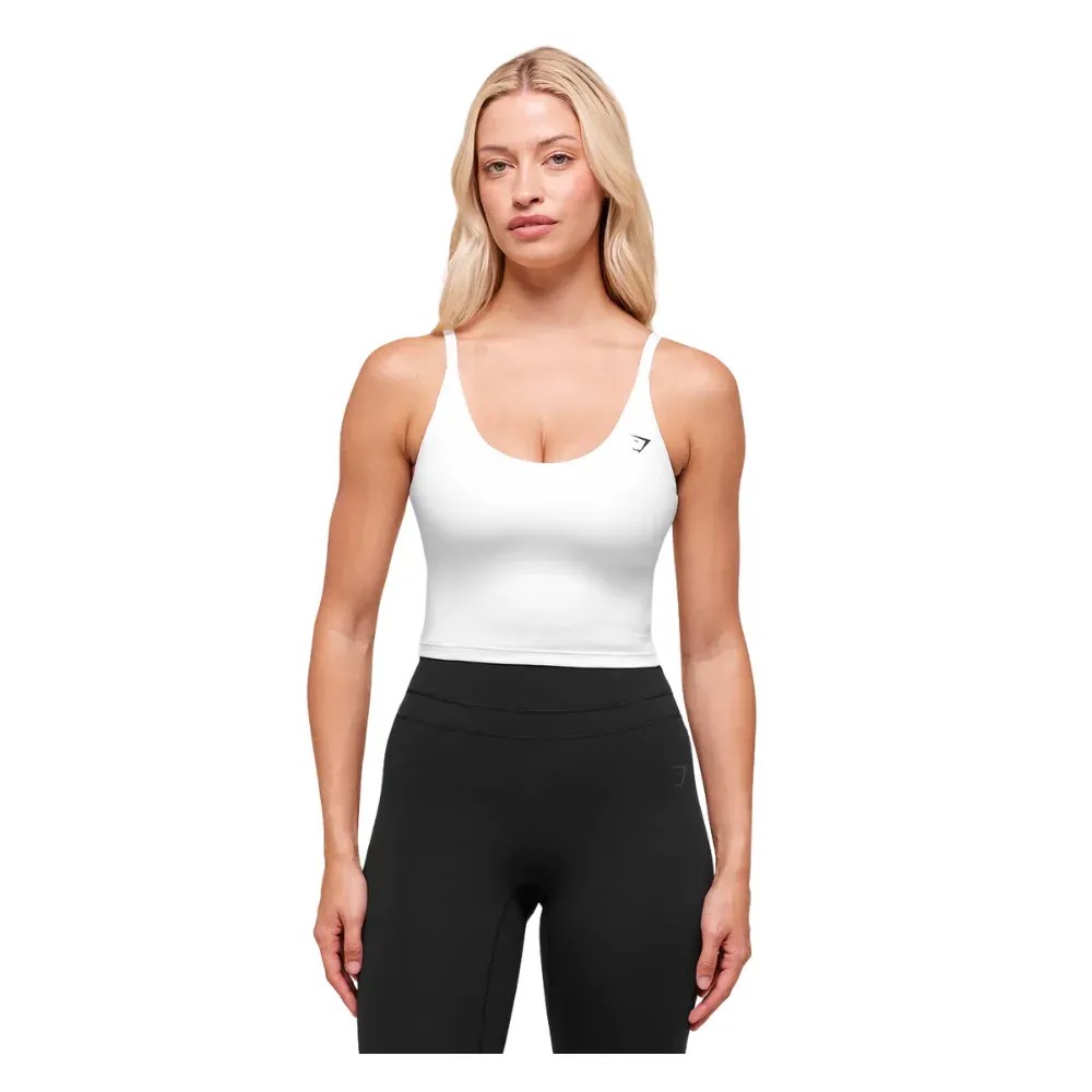 Gymshark Everyday Cami Tank With Shelf White - HypeFly India View 1