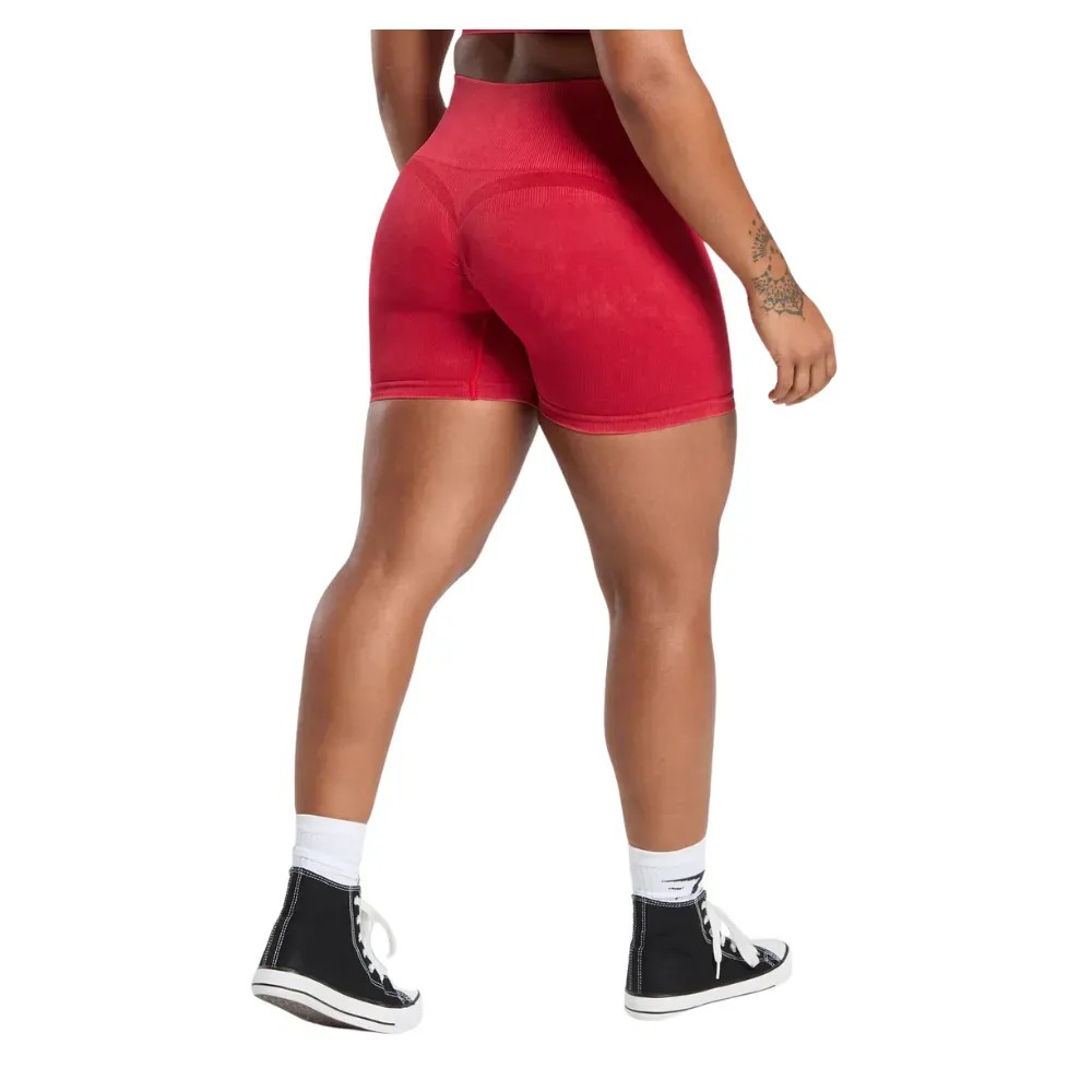 Gymshark Gains Seamless Washed Shorts Carmine Red - HypeFly India View 2