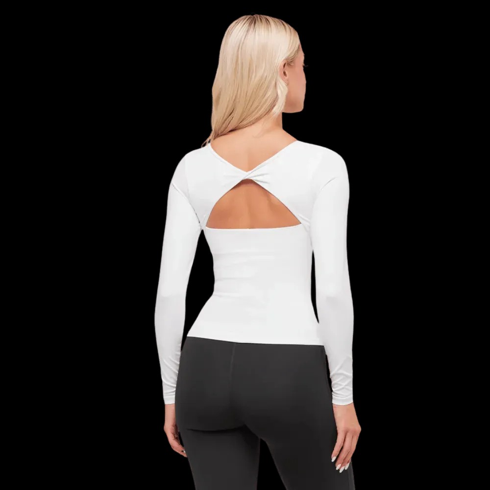 Gymshark Twist Back Long Sleeve Top White - HypeFly India View 3