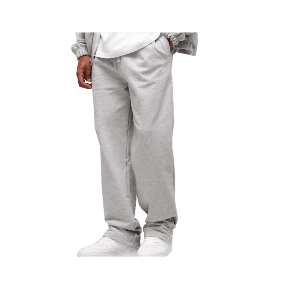 Gymshark Rest Day Essentials Straight Leg Joggers Light Grey Marl - HypeFly India View 2