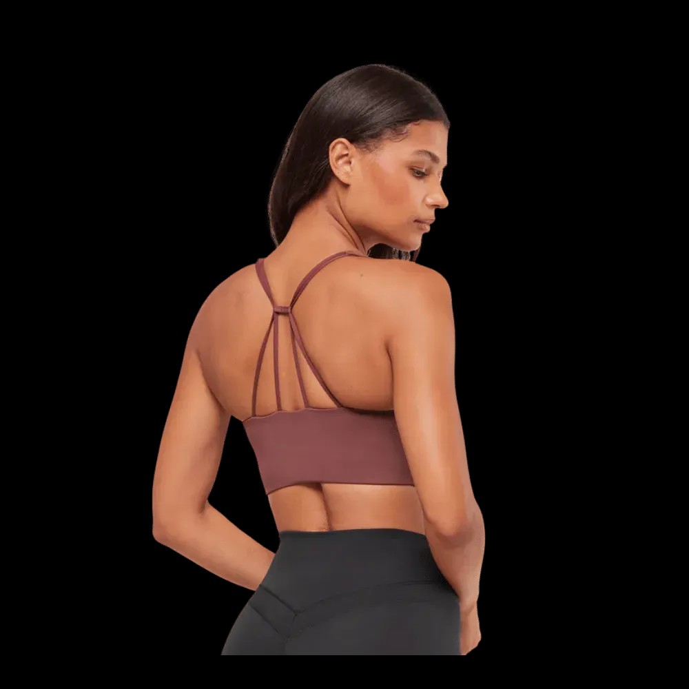 Gymshark Cross Over Sports Bra Burgundy Brown - HypeFly India View 3