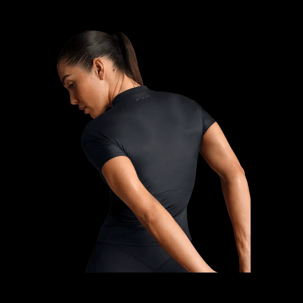 Nike X Skims Shine Women's Mock-Neck Short-Sleeve Top Obsidian - HypeFly India View 1