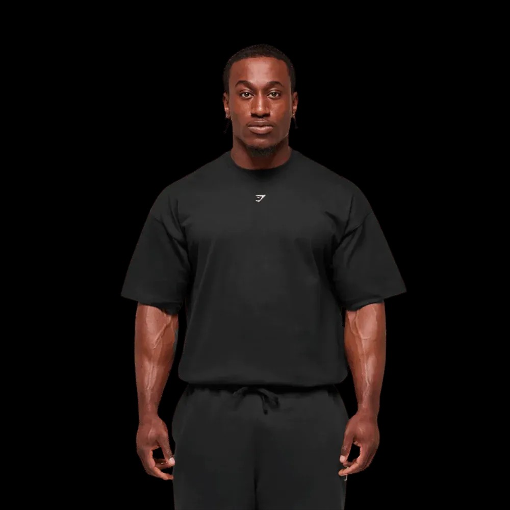 Gymshark Forged By Iron T-Shirt Extreme Oversized Fit Black - HypeFly India View 4