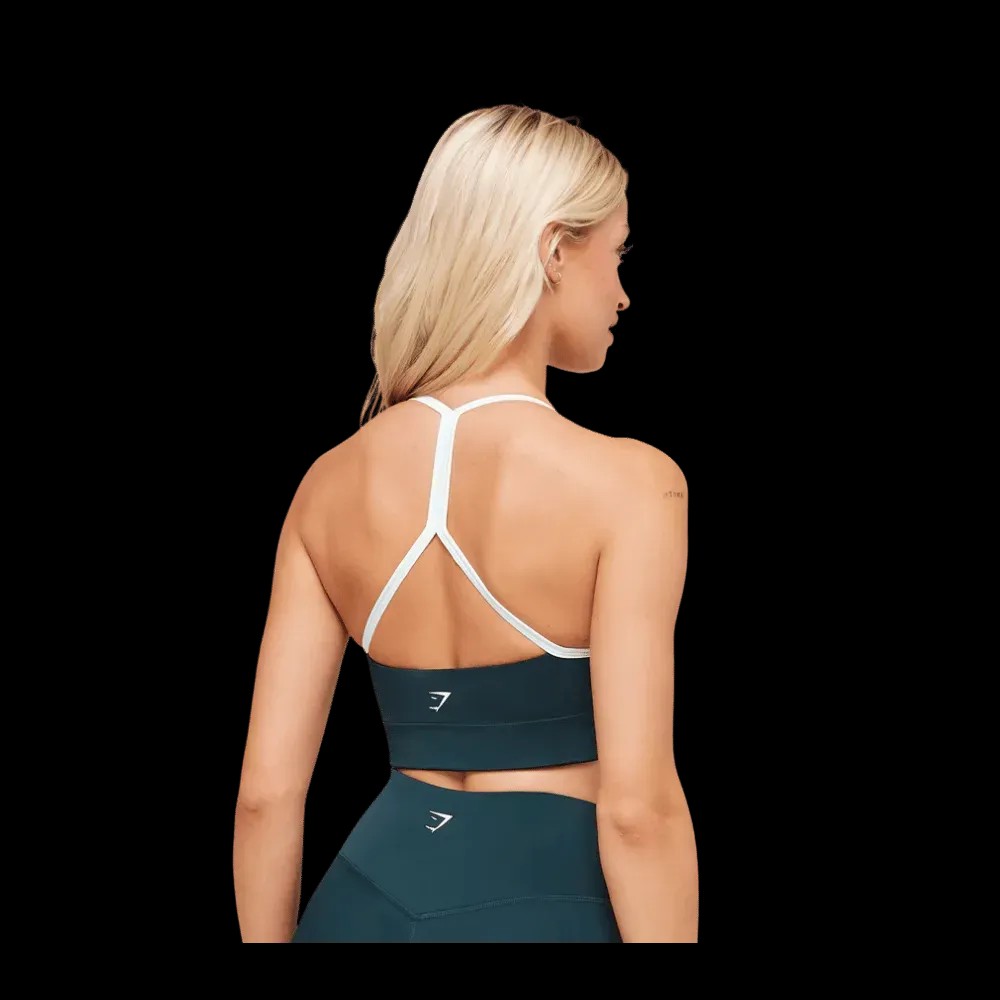 Gymshark Piping Sports Bra Deep Petrol Blue - HypeFly India View 2