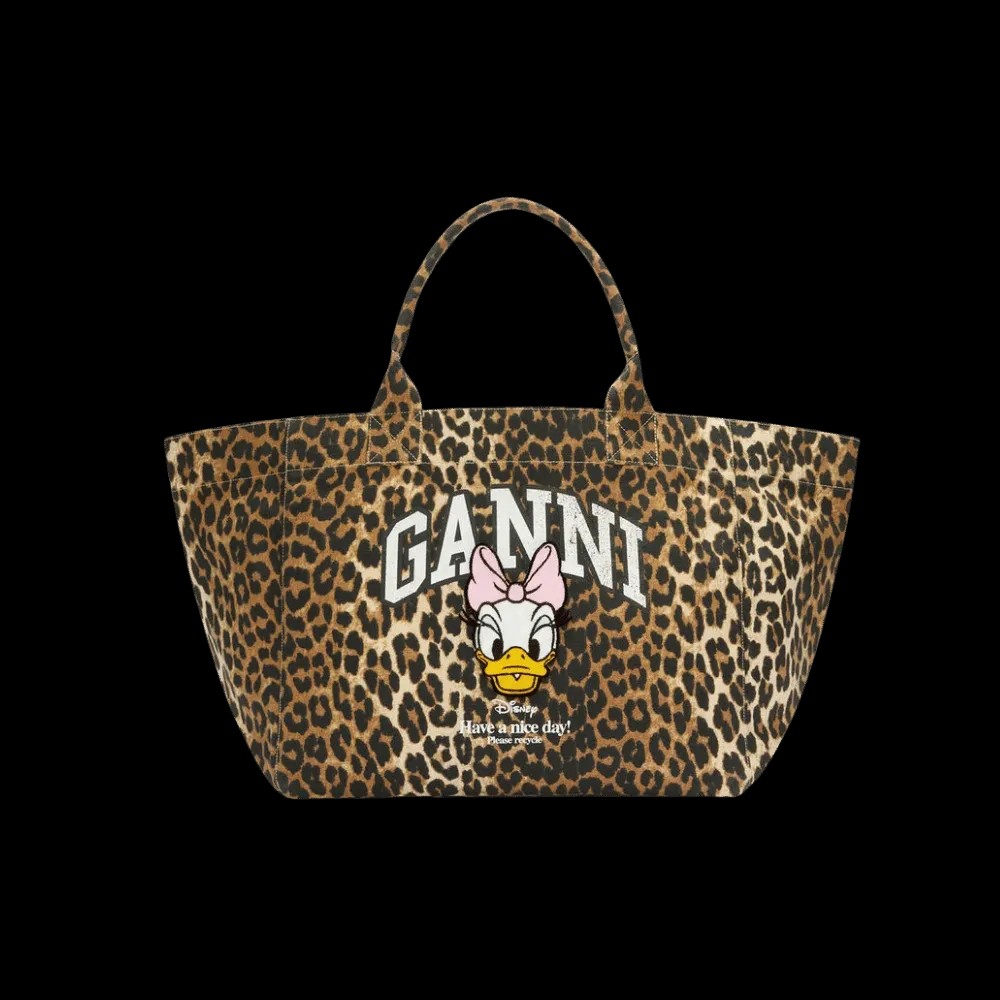 Ganni Daisy Duck Leopard XXL Tote Bag - HypeFly India View 1