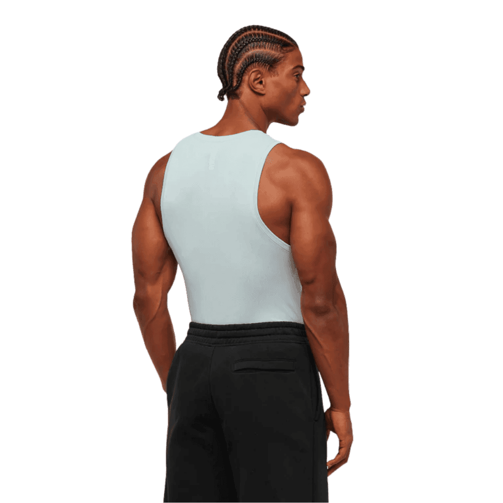 Gymshark Geo Seamless Tank Slim Fit Smoke Blue/Soft White - HypeFly India View 2