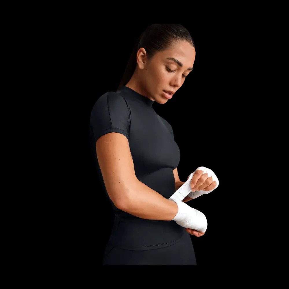 Nike X Skims Shine Women's Mock-Neck Short-Sleeve Top Obsidian - HypeFly India View 5