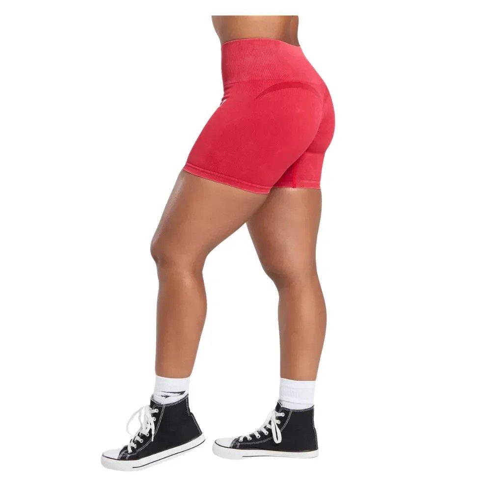 Gymshark Gains Seamless Washed Shorts Carmine Red - HypeFly India View 3