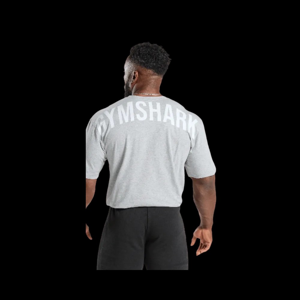 Gymshark Power T-Shirt Oversized Fit Light Grey Core Marl - HypeFly India View 1