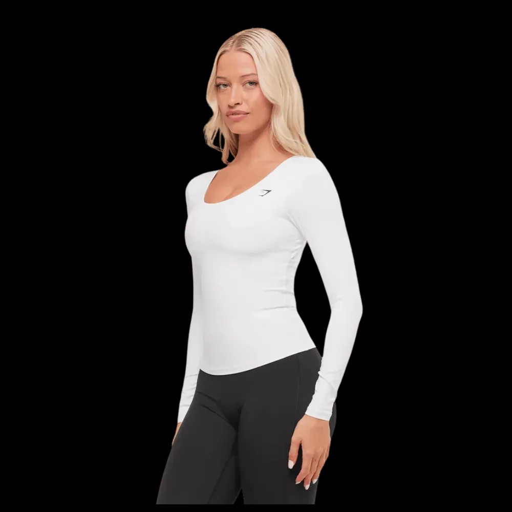 Gymshark Twist Back Long Sleeve Top White - HypeFly India View 2