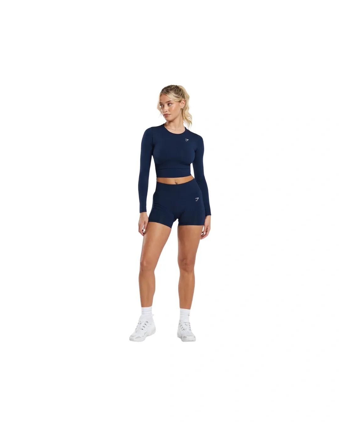 Gymshark Everyday Seamless Long Sleeve Crop Top Navy - HypeFly India View 4