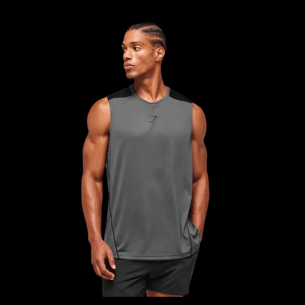 Gymshark Arrival Block Tank Regular Fit Dark Grey - HypeFly India View 4