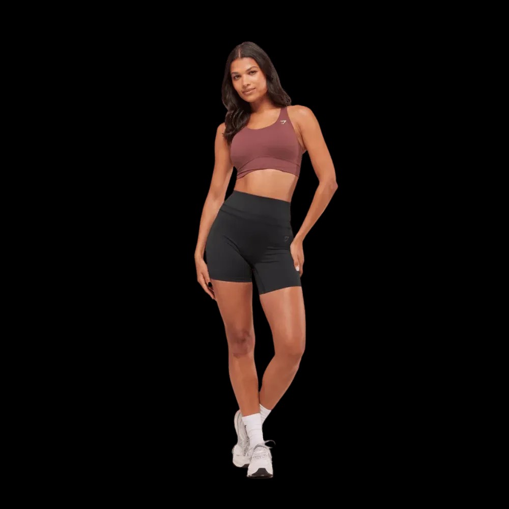 Gymshark Cross Over Sports Bra Burgundy Brown - HypeFly India View 2