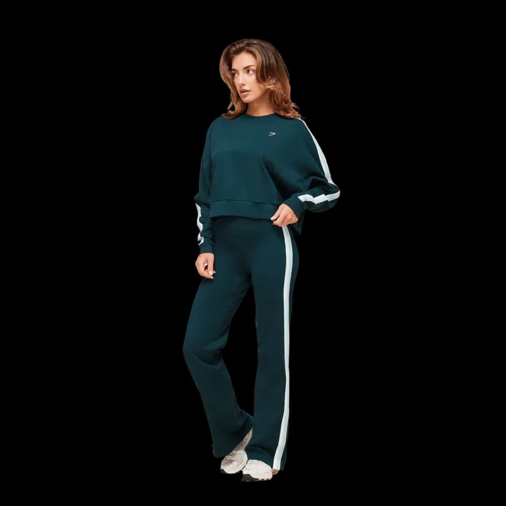 Gymshark Piping Midi Crew Neck Deep Petrol Blue/Smoke Blue/Soft White - HypeFly India View 3