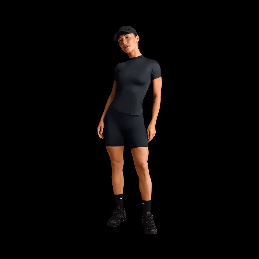 Nike X Skims Shine Women's Mock-Neck Short-Sleeve Top Obsidian - HypeFly India View 3