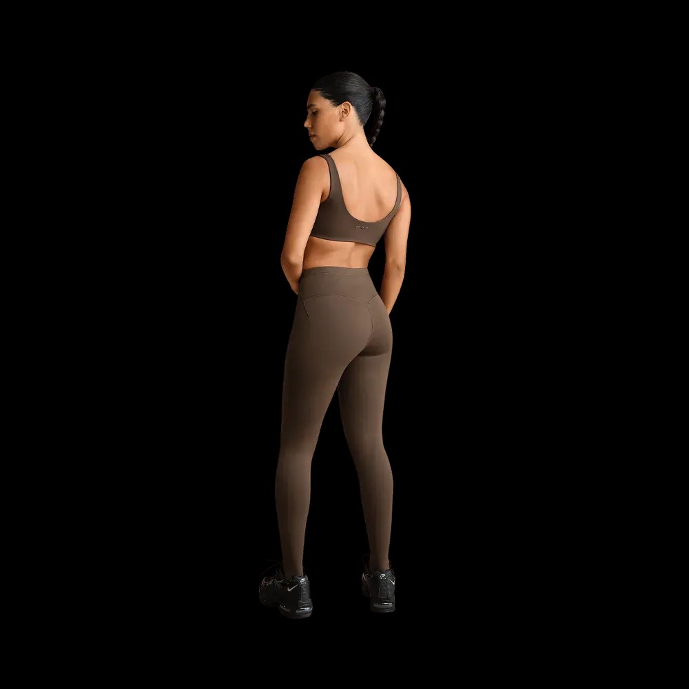 Nike X Skims Women's High-Waisted Footsie Grip Leggings Dark Sepia - HypeFly India View 2
