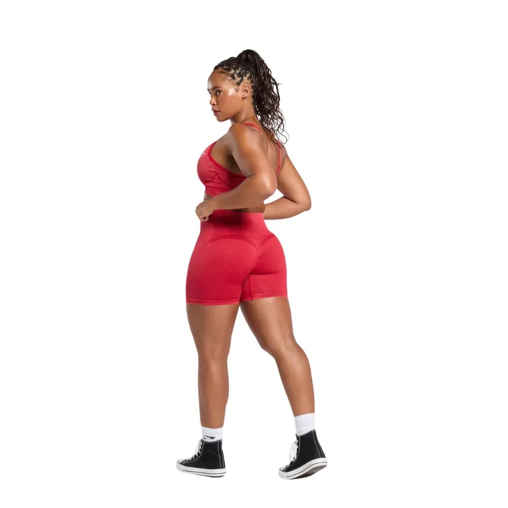 Gymshark Gains Seamless Washed Shorts Carmine Red - HypeFly India View 4