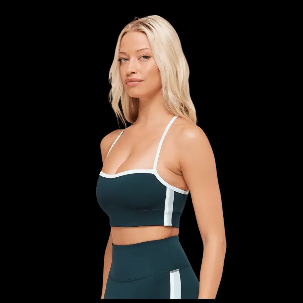 Gymshark Piping Sports Bra Deep Petrol Blue - HypeFly India View 4