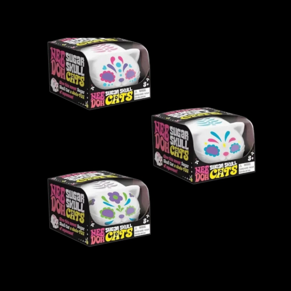 NeeDoh Sugar Skull Cool Cats Squishy Fidget Toy Set of 3 Blue Pink Green - HypeFly India View 1