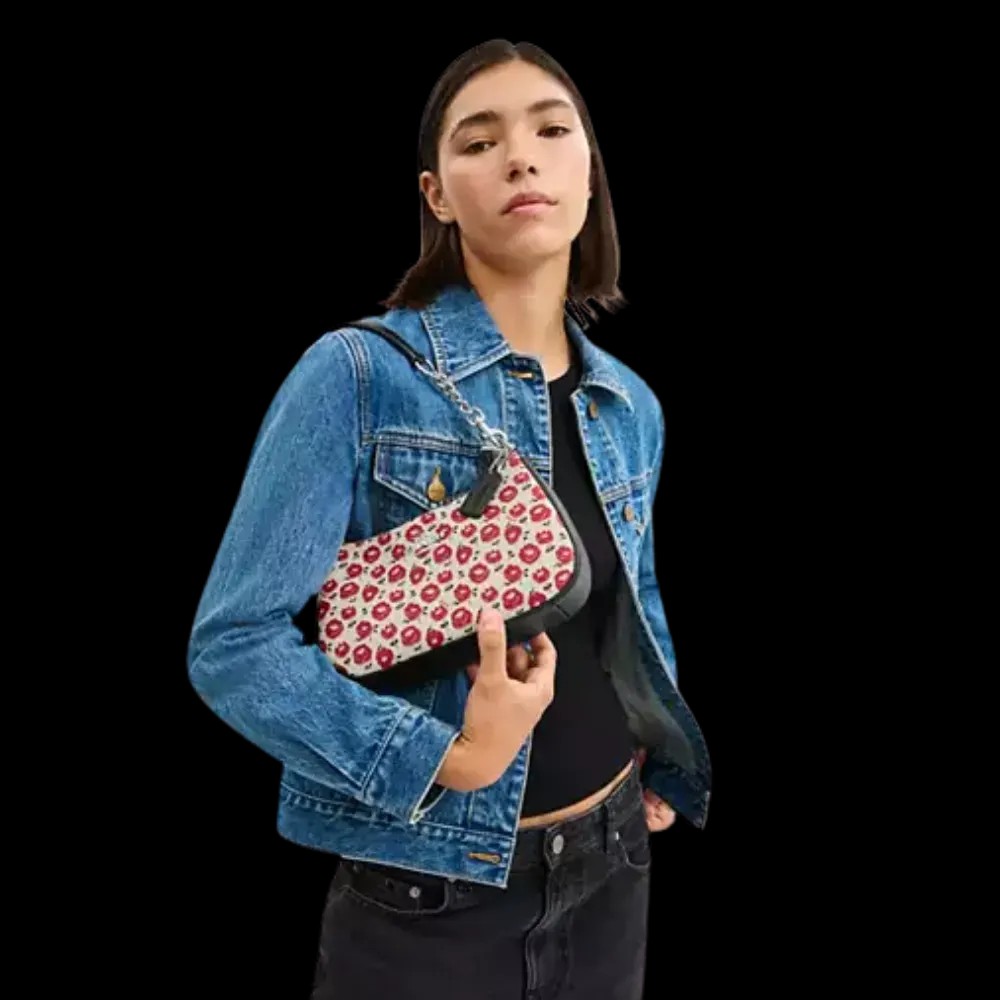 Coach Teri Shoulder Bag With Floral Print Chalk - HypeFly India View 3