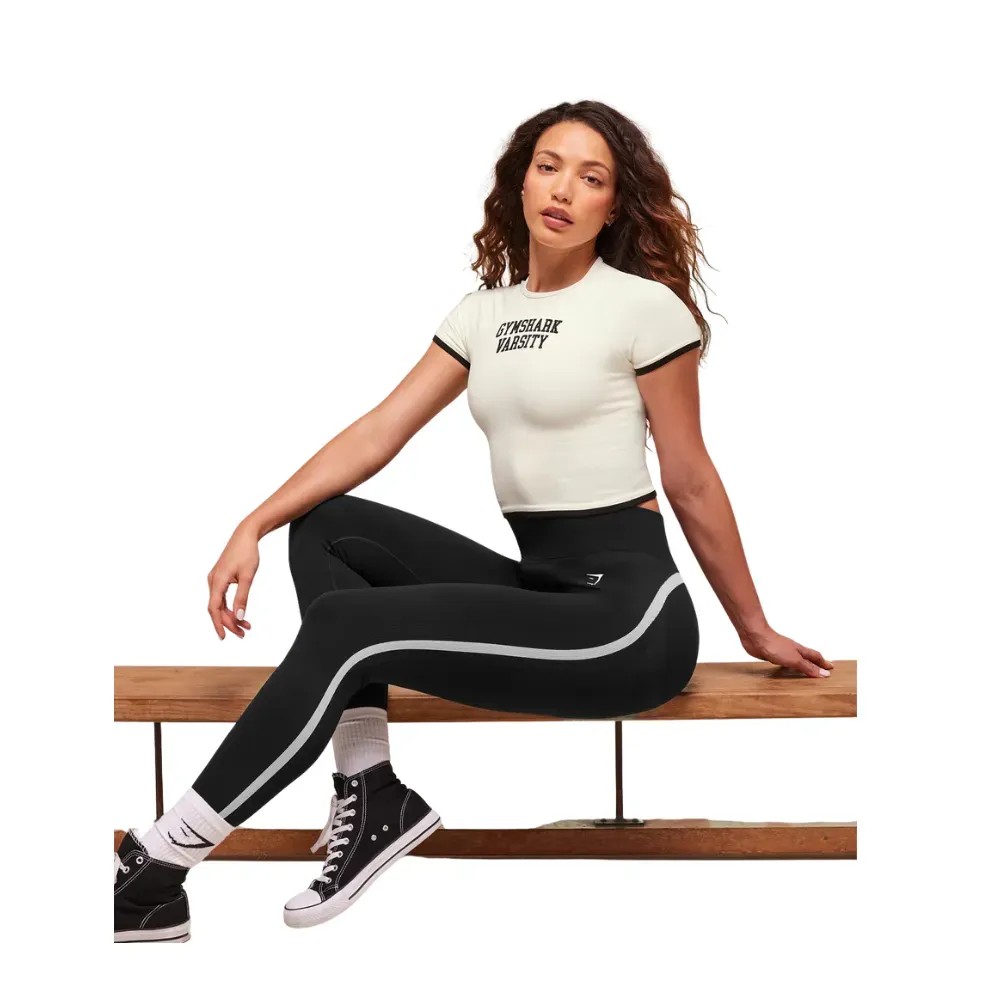 Gymshark Lift Varsity Seamless Midi T-Shirt Soft White - HypeFly India View 5