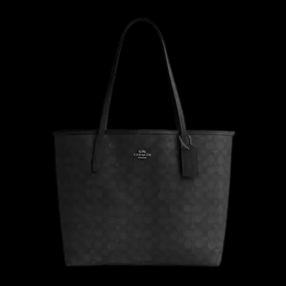 Coach Tote Bag In Signature Canvas Charcoal - HypeFly India View 1