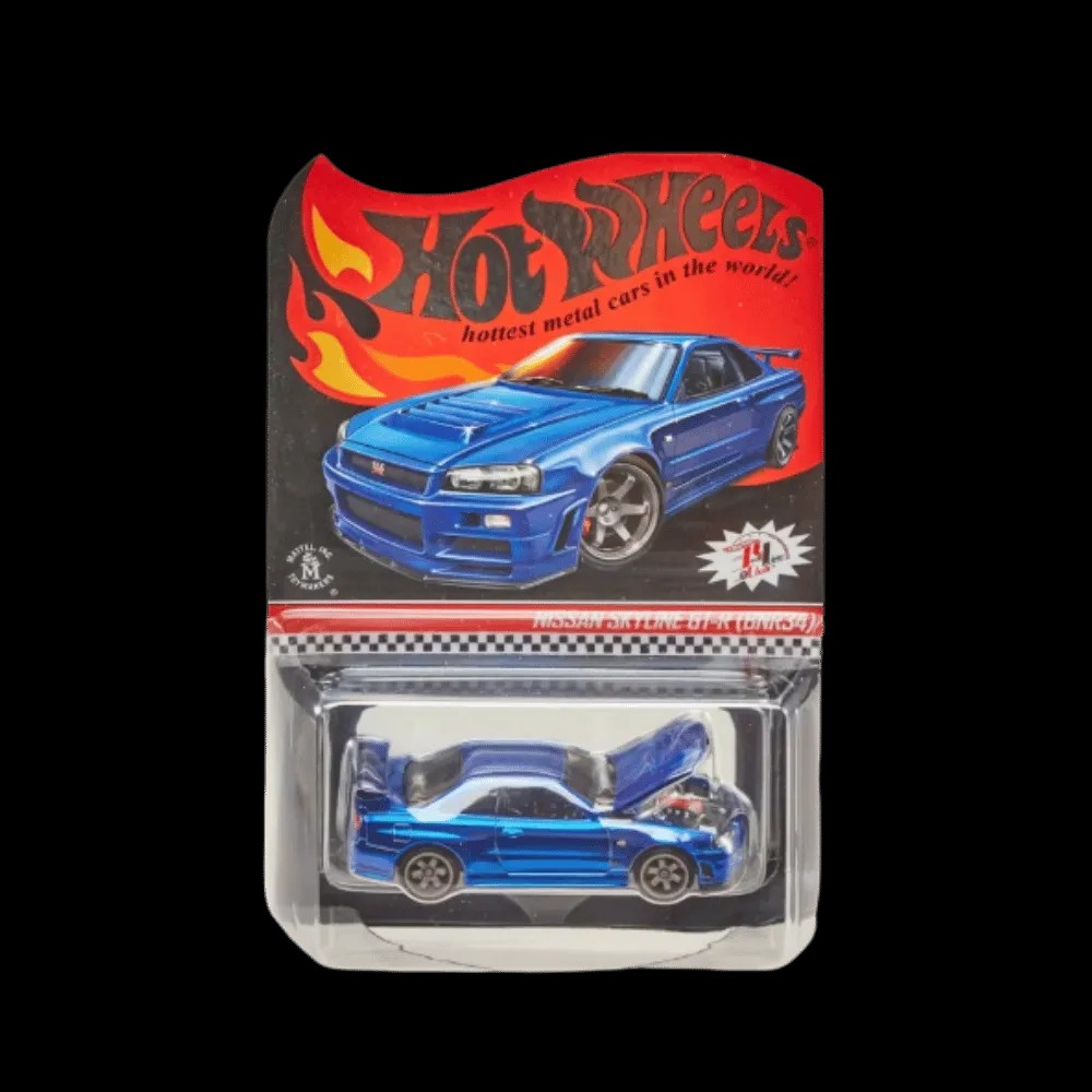 Hot Wheels RLC Nissan Skyline GT-R (BNR34) Spectraflame Race Team Blue - HypeFly India View 1