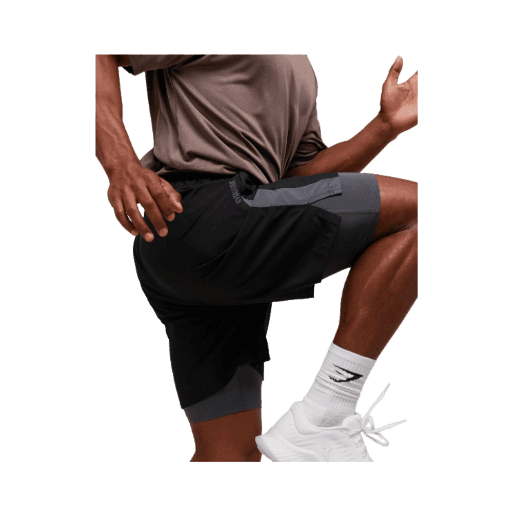 Gymshark Sport 7" 2 in 1 Shorts Black/Dark Grey - HypeFly India View 3