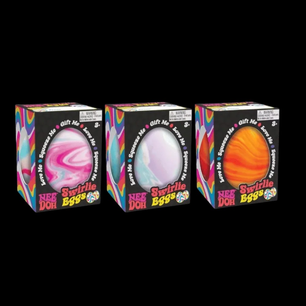 NeeDoh Swirlie Egg Squishy Fidget Toy 3x Lot Orange Purple Pink - HypeFly India View 1
