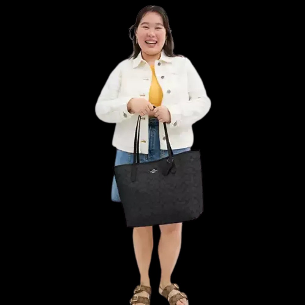 Coach Tote Bag In Signature Canvas Charcoal - HypeFly India View 4