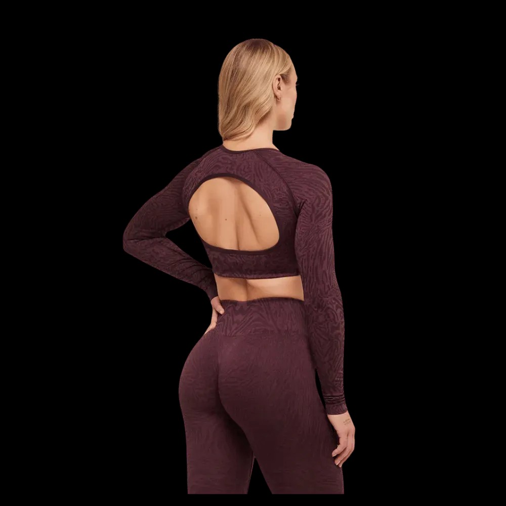 Gymshark Adapt Animal Long Sleeve Crop Top Cherry Purple/Reset Pink - HypeFly India View 3