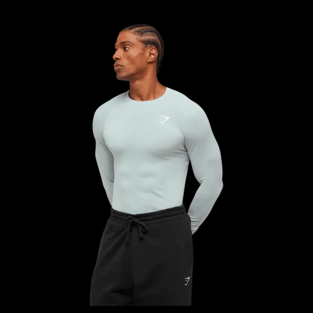 Gymshark Geo Seamless Long Sleeve T-Shirt Smoke Blue - HypeFly India View 4