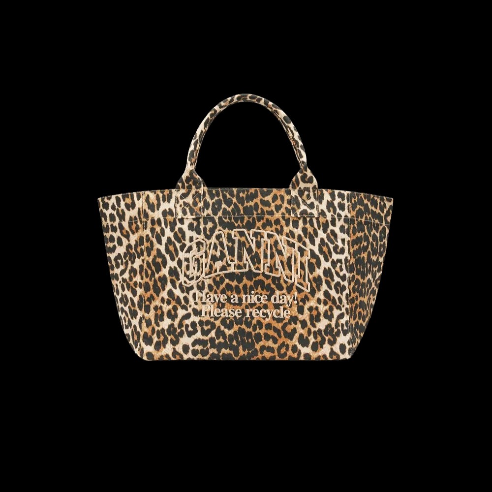 Ganni Leopard Medium Tote Bag - HypeFly India View 1