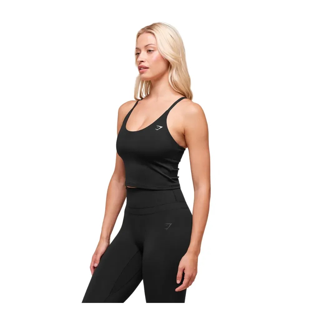 Gymshark Everyday Cami Tank With Shelf Black - HypeFly India View 1