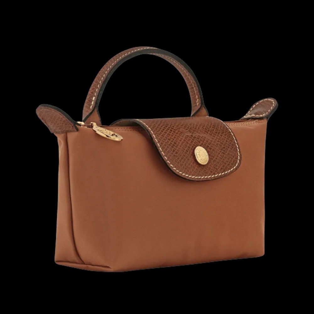 Longchamp Le Pliage Original Pouch with handle Cognac - Recycled canvas - HypeFly India View 4