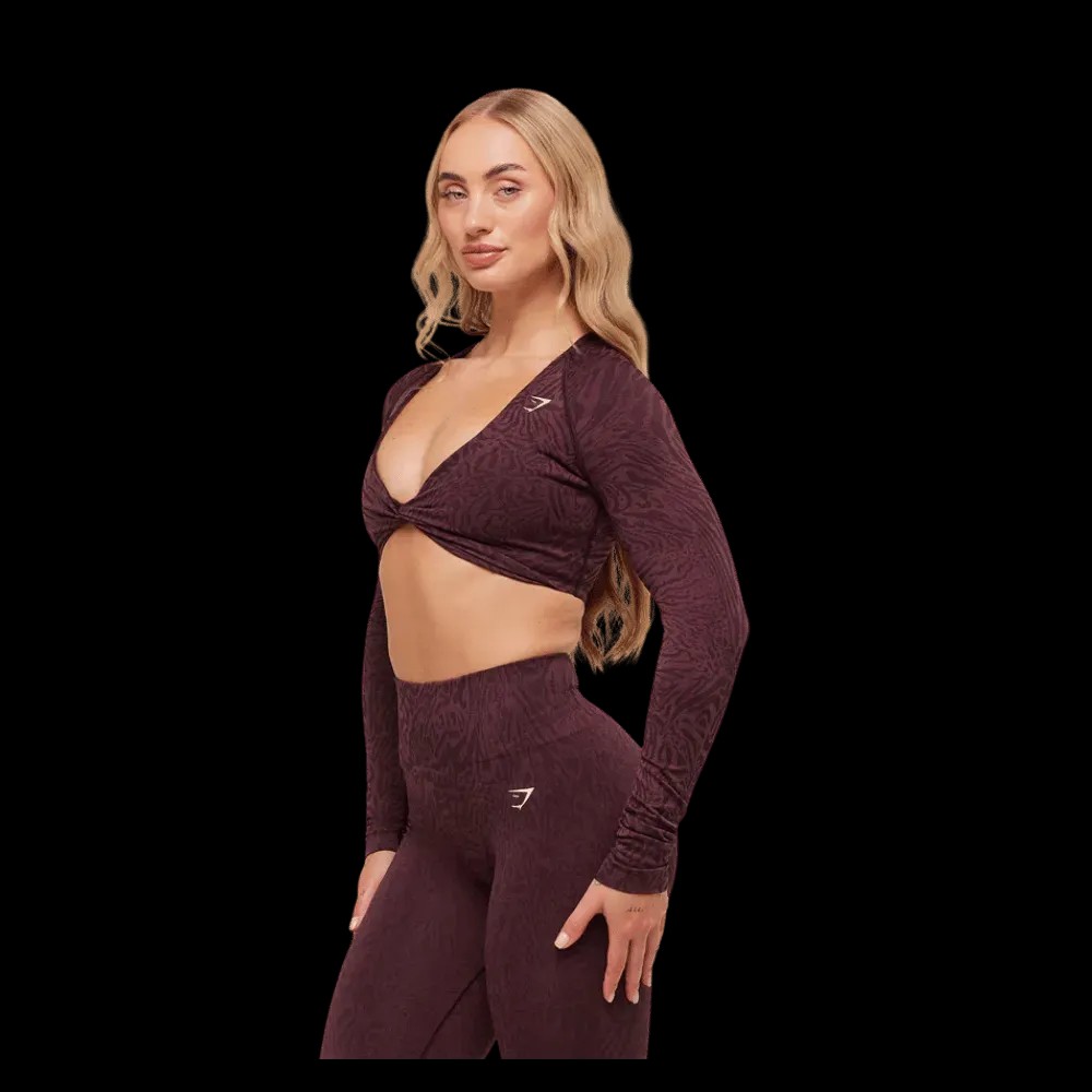 Gymshark Adapt Animal Long Sleeve Crop Top Cherry Purple/Reset Pink - HypeFly India View 5